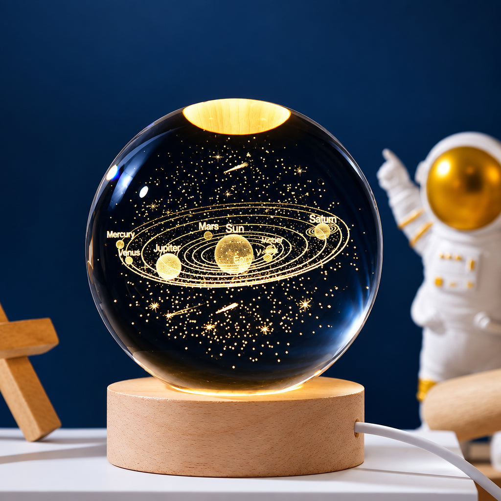 3D Crystal Galaxy Night Light – LED Planet Lamp