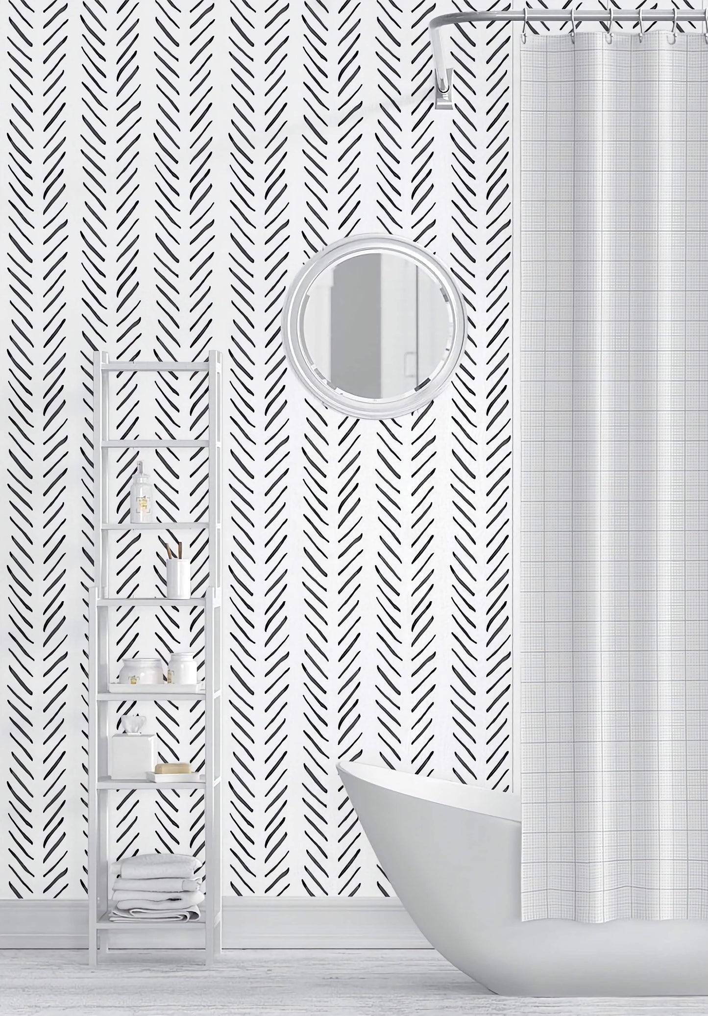 Herringbone Peel & Stick Wallpaper - Black/White Geometric