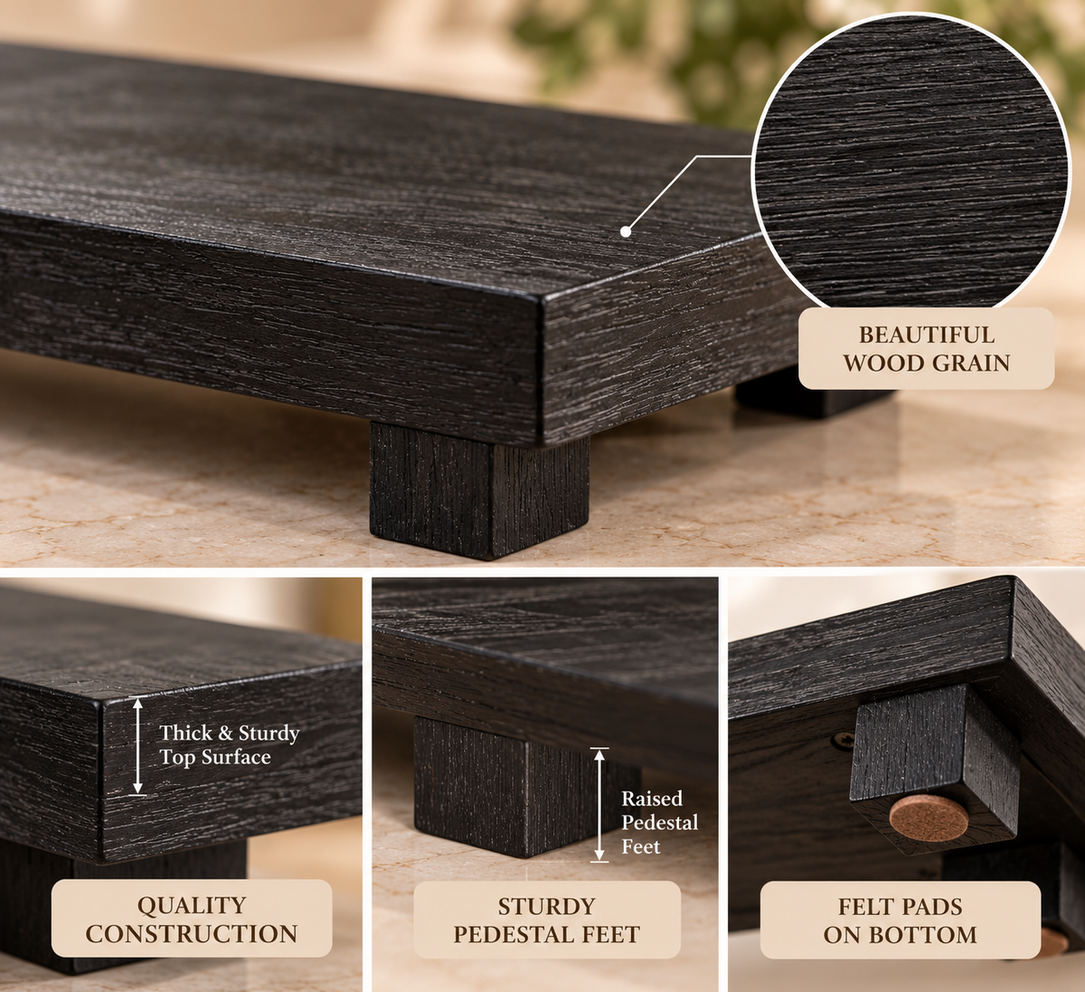 Wooden Pedestal Display Tray – Rustic Bathroom Vanity & Countertop Déco