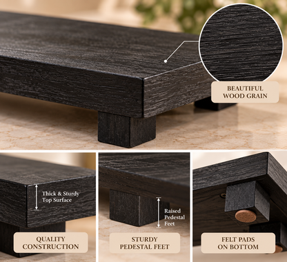 Wooden Pedestal Display Tray – Rustic Bathroom Vanity & Countertop Déco