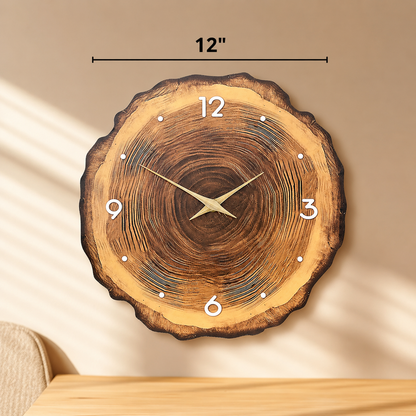 Rustic Wood Slice Silent Wall Clock – Round Wood Grain Decorative Quartz Wall Clock for Living Room, Bedroom & Office – 12", 14", 16"