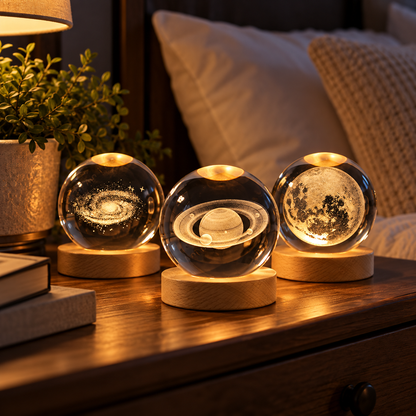 3D Crystal Galaxy Night Light – LED Planet Lamp
