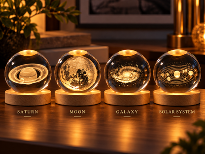 3D Crystal Galaxy Night Light – LED Planet Lamp