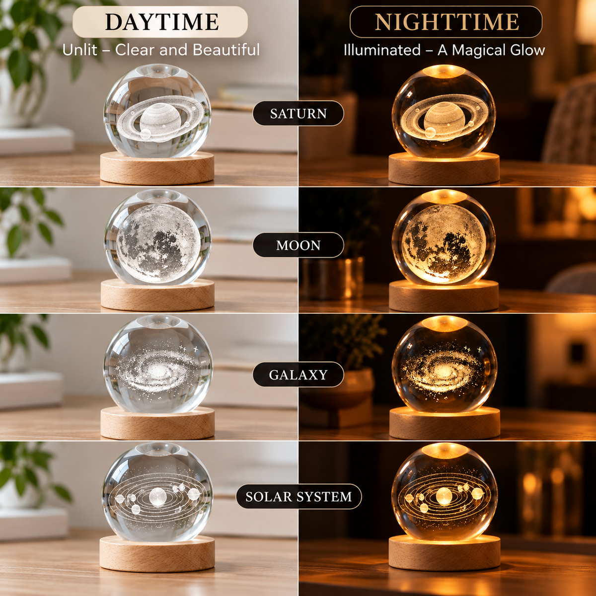3D Crystal Galaxy Night Light – LED Planet Lamp