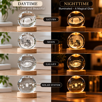 3D Crystal Galaxy Night Light – LED Planet Lamp