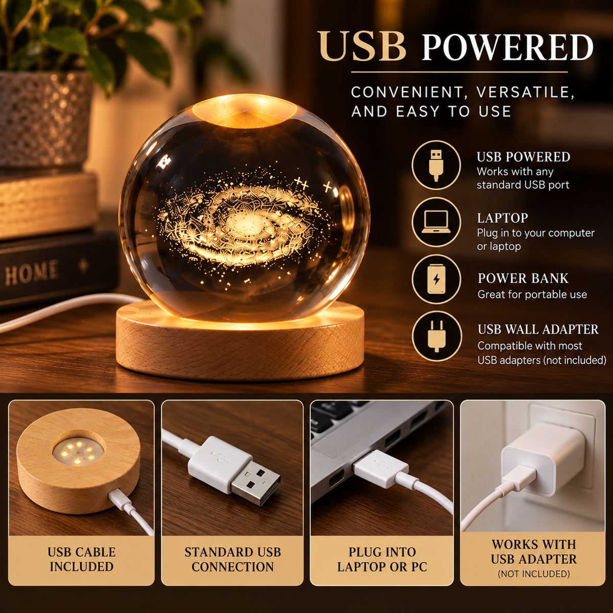 3D Crystal Galaxy Night Light – LED Planet Lamp