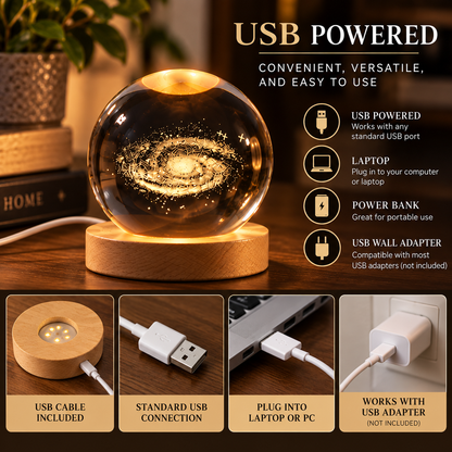 3D Crystal Galaxy Night Light – LED Planet Lamp