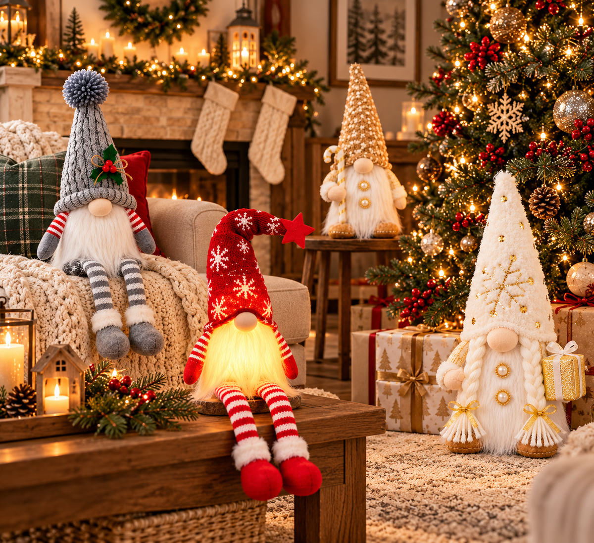 Christmas Gnome Plush Decorations – Festive Holiday Home Décor