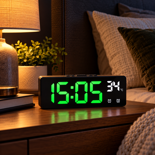LED Digital Alarm Clock – Dual Alarm, Snooze & Temperature Display