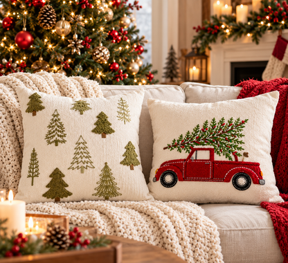 Christmas Decorative Throw Pillow Covers – Holiday Farmhouse Cushion Covers for Sofa & Bedroom
