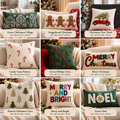 Christmas Decorative Throw Pillow Covers – Holiday Farmhouse Cushion Covers for Sofa & Bedroom
