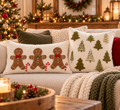 Christmas Decorative Throw Pillow Covers – Holiday Farmhouse Cushion Covers for Sofa & Bedroom