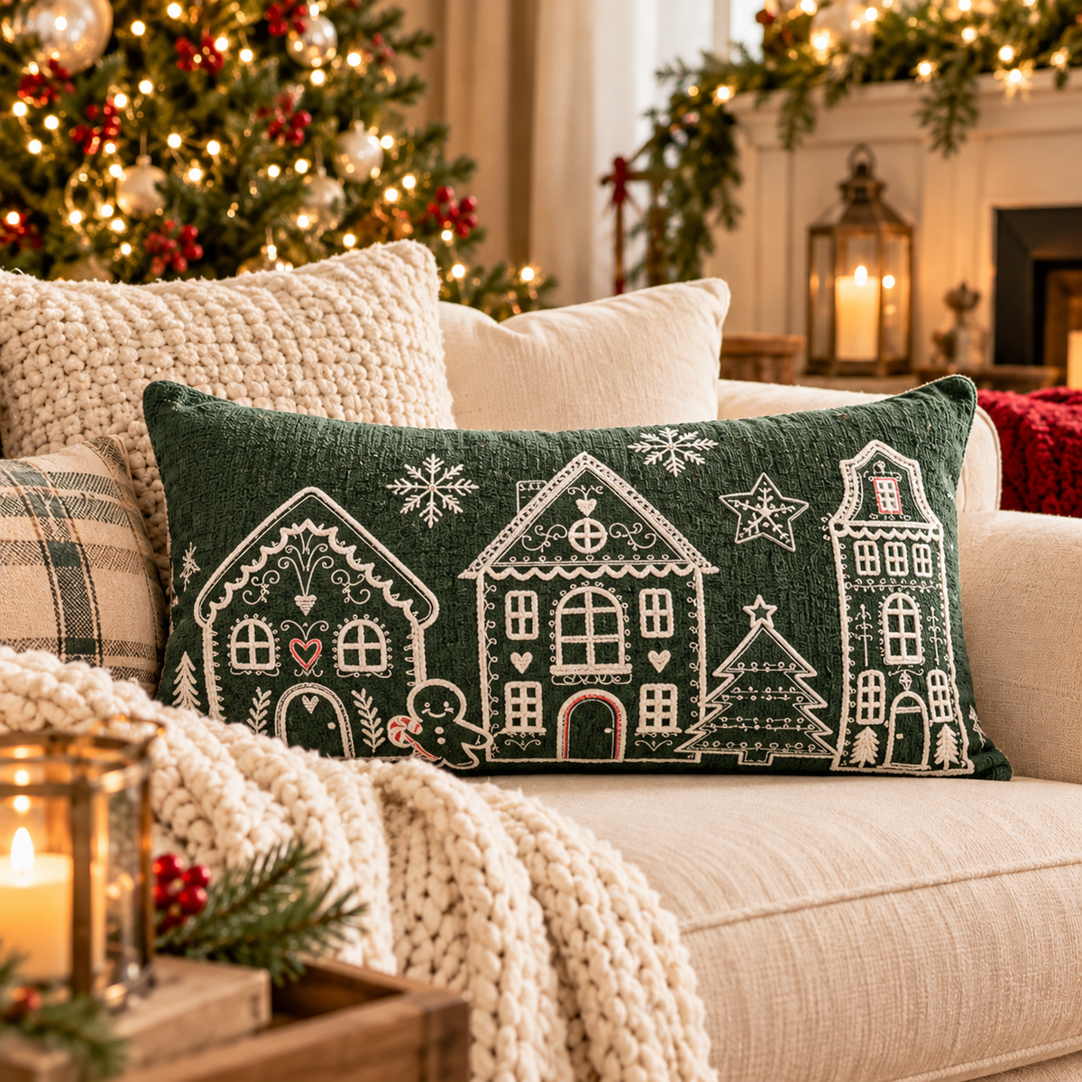 Christmas Decorative Throw Pillow Covers – Holiday Farmhouse Cushion Covers for Sofa & Bedroom