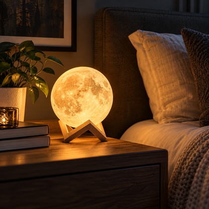 3D LED Moon Night Light – Ambient Bedroom & Desk Lamp