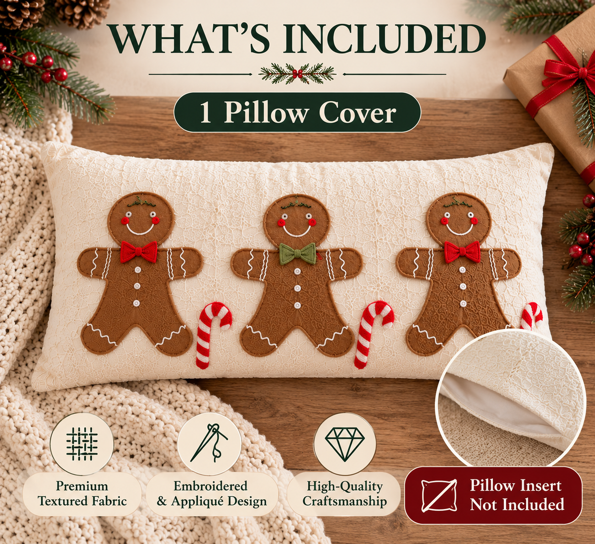 Christmas Decorative Throw Pillow Covers – Holiday Farmhouse Cushion Covers for Sofa & Bedroom