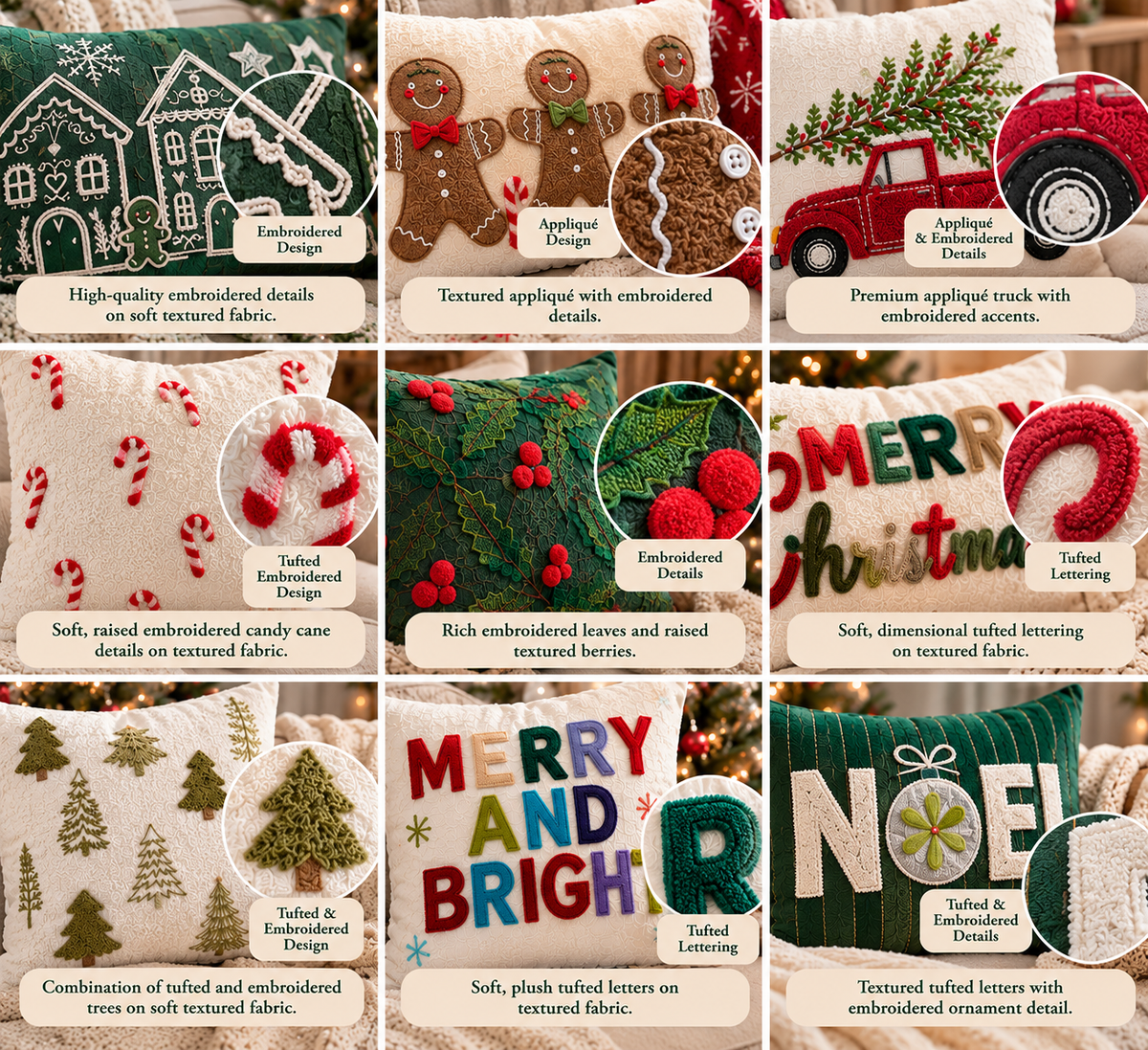 Christmas Decorative Throw Pillow Covers – Holiday Farmhouse Cushion Covers for Sofa & Bedroom