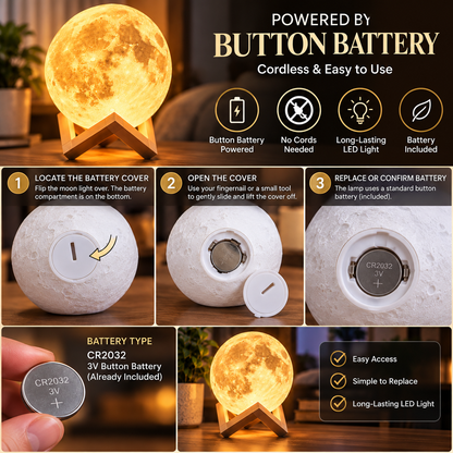 3D LED Moon Night Light – Ambient Bedroom & Desk Lamp