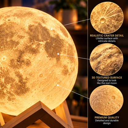 3D LED Moon Night Light – Ambient Bedroom & Desk Lamp