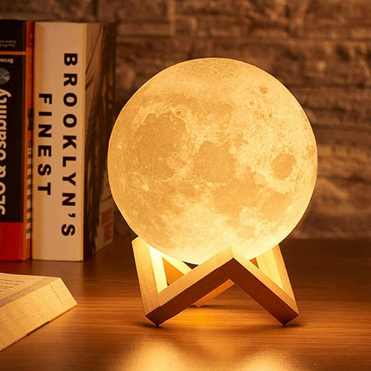 3D LED Moon Night Light with Display Stand