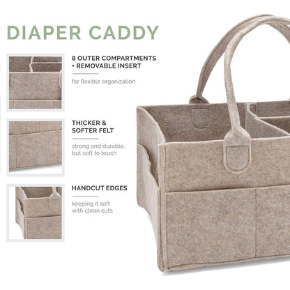 Foldable Baby Diaper Caddy Organizer with Storage Compartments