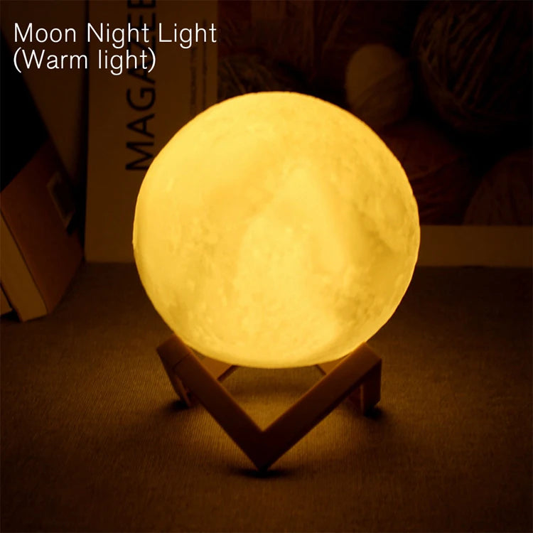 3D LED Moon Night Light with Display Stand