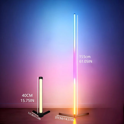 Two vertical light sticks with measurements against a gradient background