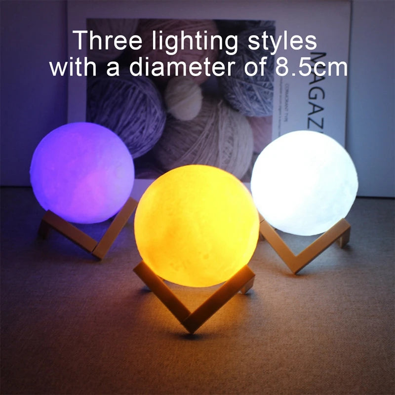 3D LED Moon Night Light with Display Stand