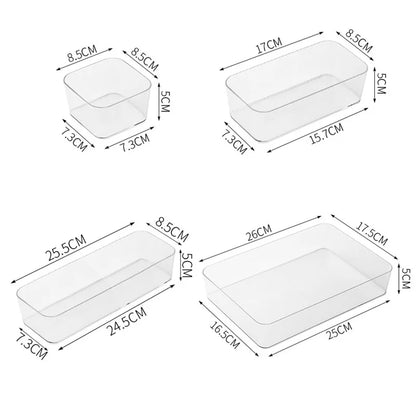 Clear Plastic Drawer Organizer Set – Stackable Storage Bins for Makeup, Bathroom & Desk
