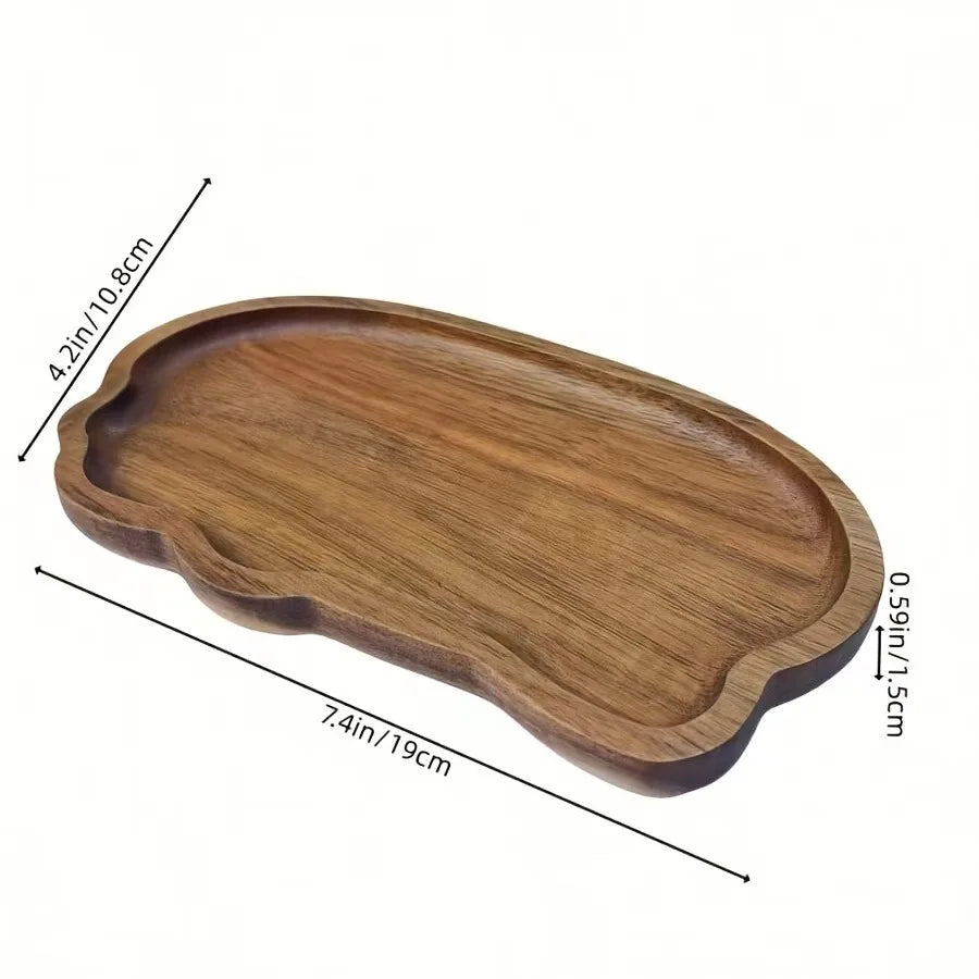 Natural Wood-Style Decorative Tray – Bathroom Vanity & Countertop Organizer