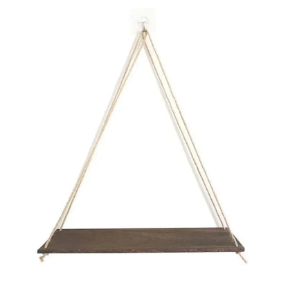 Wood Hanging Wall Shelf with Hemp Rope – Rustic Floating Display Shelf for Plants, Décor & Storage