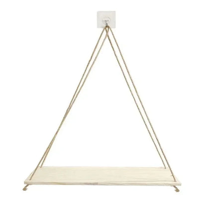 Wood Hanging Wall Shelf with Hemp Rope – Rustic Floating Display Shelf for Plants, Décor & Storage