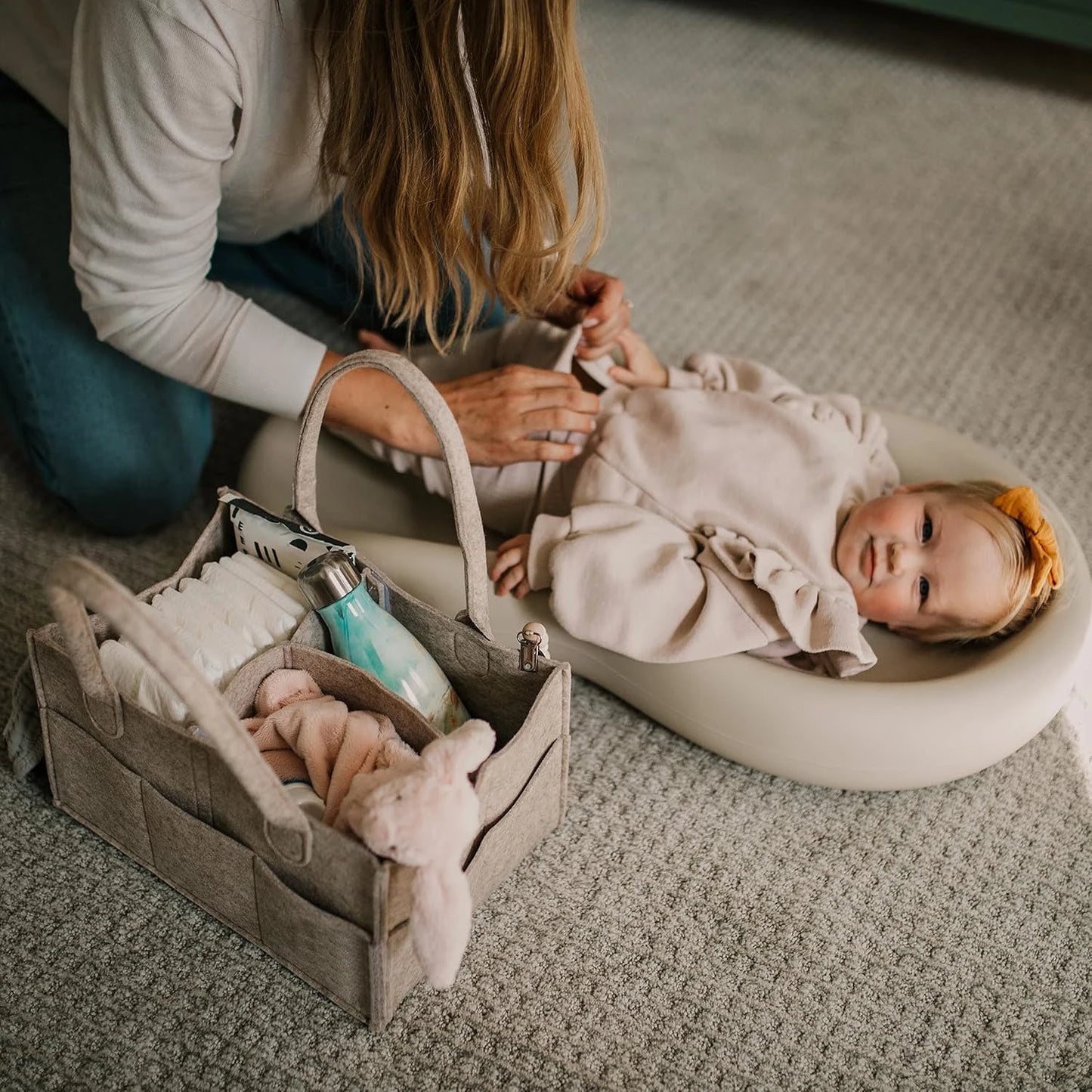 Foldable Baby Diaper Caddy Organizer with Storage Compartments