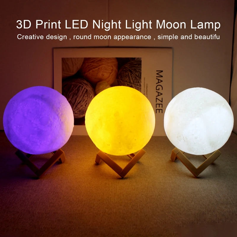 3D LED Moon Night Light with Display Stand