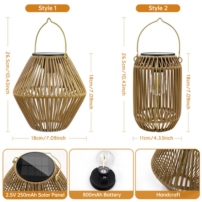 Outdoor Solar Hanging Lantern – Waterproof Woven Boho Garden Light for Patio, Yard & Landscape