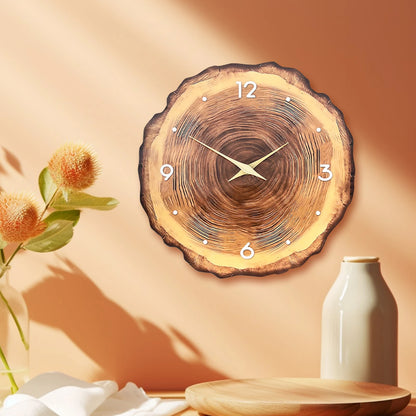 Rustic Wood Slice Silent Wall Clock – Round Wood Grain Decorative Quartz Wall Clock for Living Room, Bedroom & Office – 12", 14", 16"