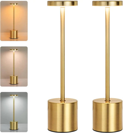 LED Table Lamp with Touch Control, USB Rechargeable, 3-Color Dimming, Portable Nightstand Light