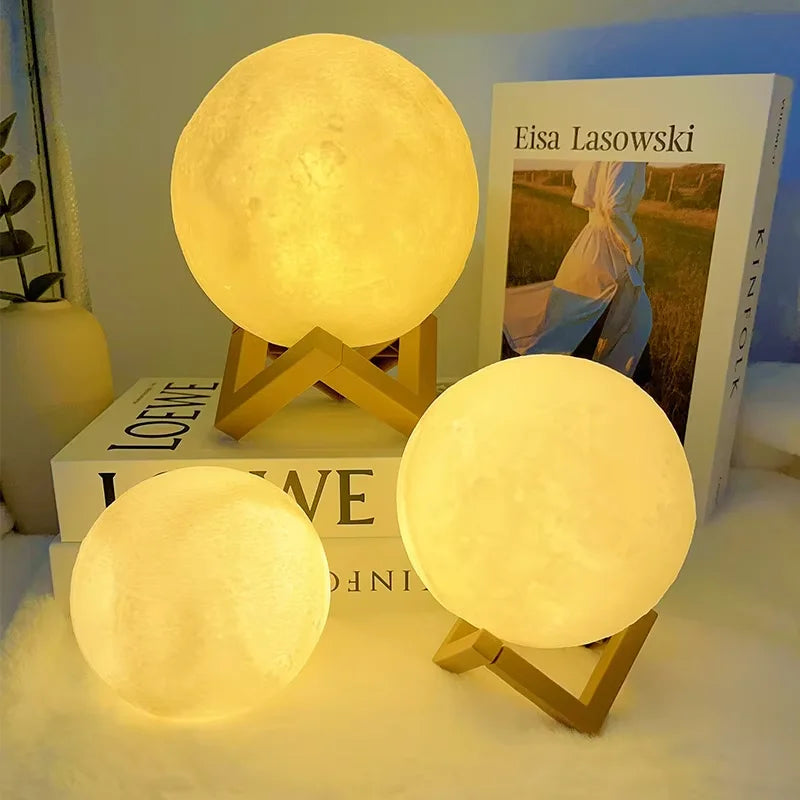 3D LED Moon Night Light with Display Stand