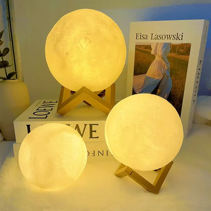 3D LED Moon Night Light with Display Stand
