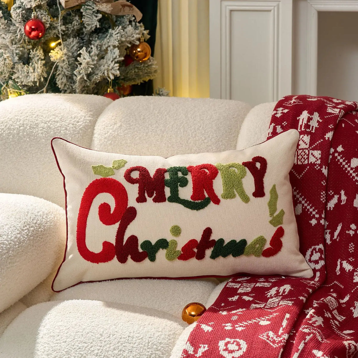 Christmas Decorative Throw Pillow Covers – Holiday Farmhouse Cushion Covers for Sofa & Bedroom