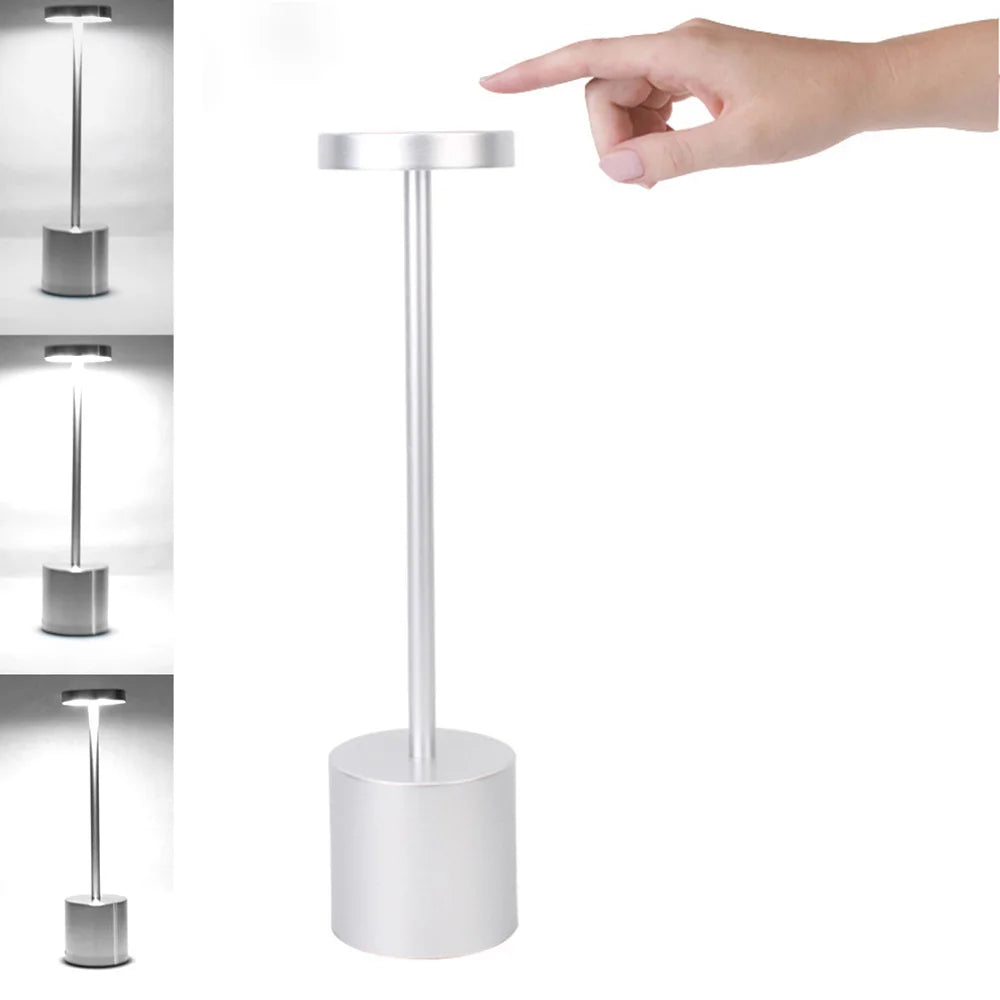 LED Table Lamp with Touch Control, USB Rechargeable, 3-Color Dimming, Portable Nightstand Light