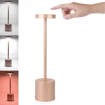 LED Table Lamp with Touch Control, USB Rechargeable, 3-Color Dimming, Portable Nightstand Light