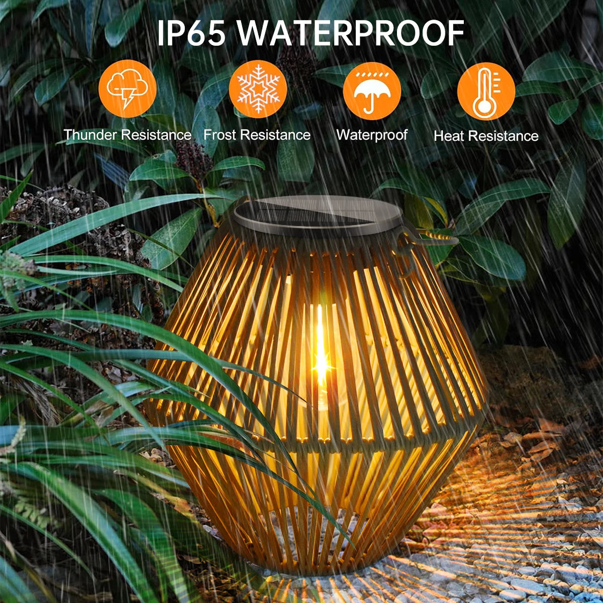 Outdoor Solar Hanging Lantern – Waterproof Woven Boho Garden Light for Patio, Yard & Landscape