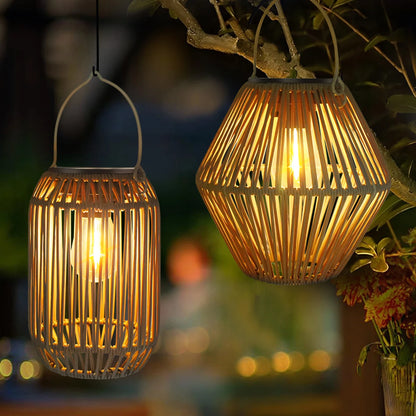 Outdoor Solar Hanging Lantern – Waterproof Woven Boho Garden Light for Patio, Yard & Landscape