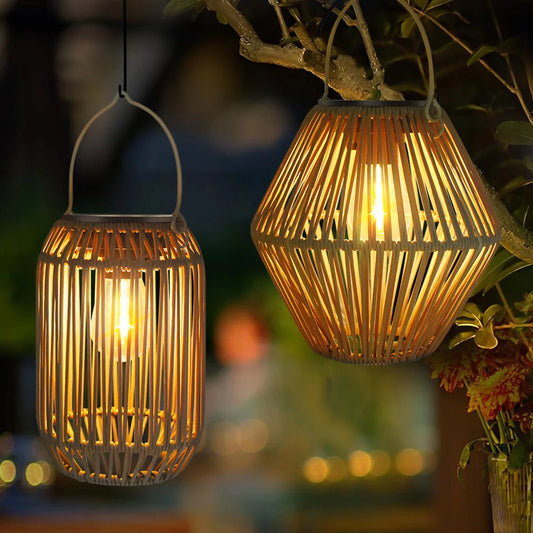 Outdoor Solar Hanging Lantern – Waterproof Woven Boho Garden Light for Patio, Yard & Landscape