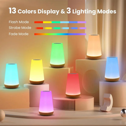 Rechargeable RGB Touch Table Lamp – Dimmable Color-Changing Night Light