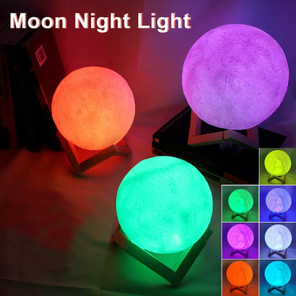 3D LED Moon Night Light with Display Stand