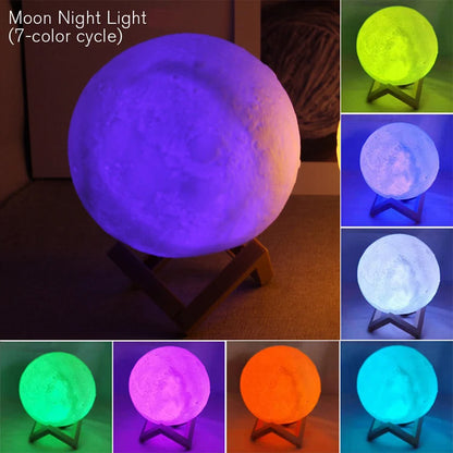 3D LED Moon Night Light with Display Stand