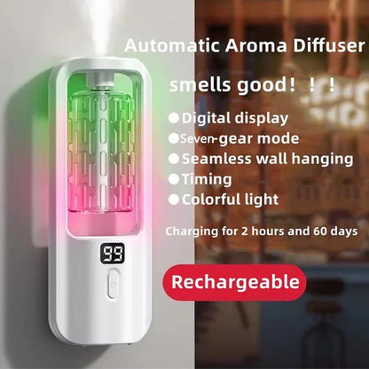 50ml Wall-Mounted Fragrance Diffuser with Timer, Rechargeable Scent Dispenser for Home