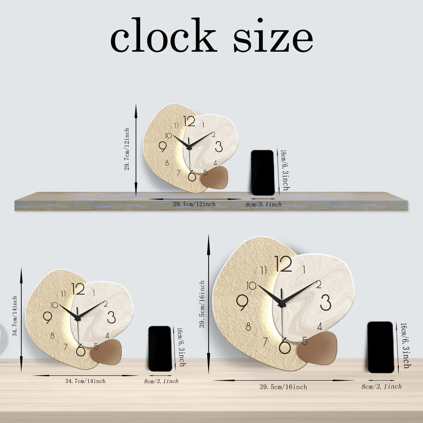 Modern Irregular Silent Wall Clock – Minimalist Quartz Decorative Wall Clock for Living Room