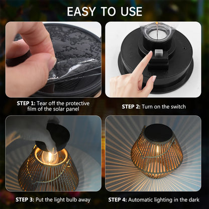 Outdoor Solar Hanging Lantern – Waterproof Woven Boho Garden Light for Patio, Yard & Landscape